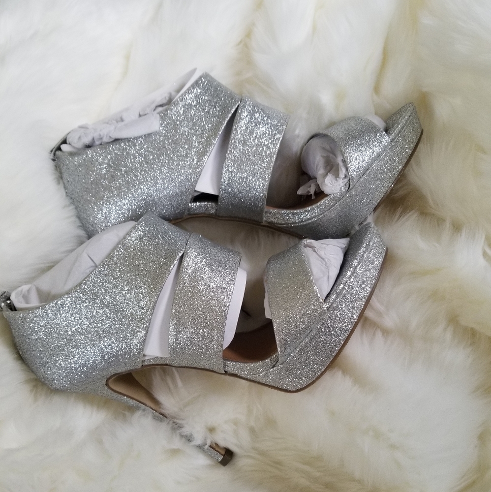 Silver glittering sandals